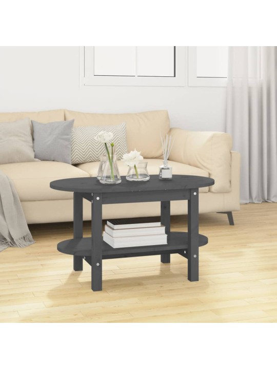 Konferenční stolek šedý 80 x 45 x 45 cm masivní borové dřevo