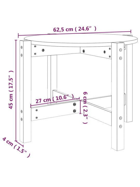 Konferenční stolek bílý Ø 62,5 x 45 cm masivní borové dřevo
