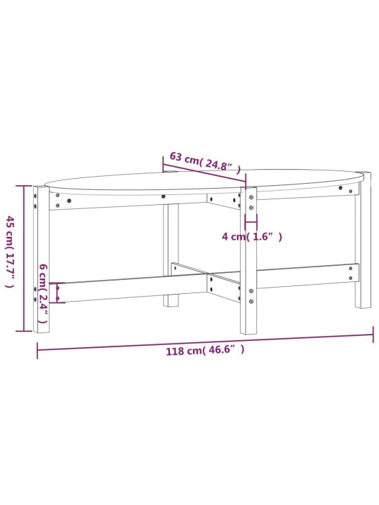 Konferenční stolek 118 x 63 x 45 cm masivní borové dřevo