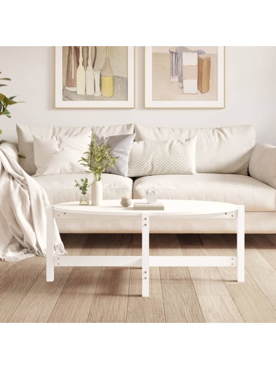 Konferenční stolek bílý 118 x 63 x 45 cm masivní borové dřevo
