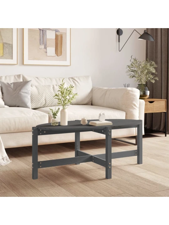 Konferenční stolek šedý 118 x 63 x 45 cm masivní borové dřevo