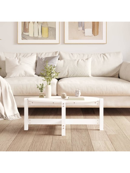 Konferenční stolek bílý 87 x 48 x 35 cm masivní borové dřevo