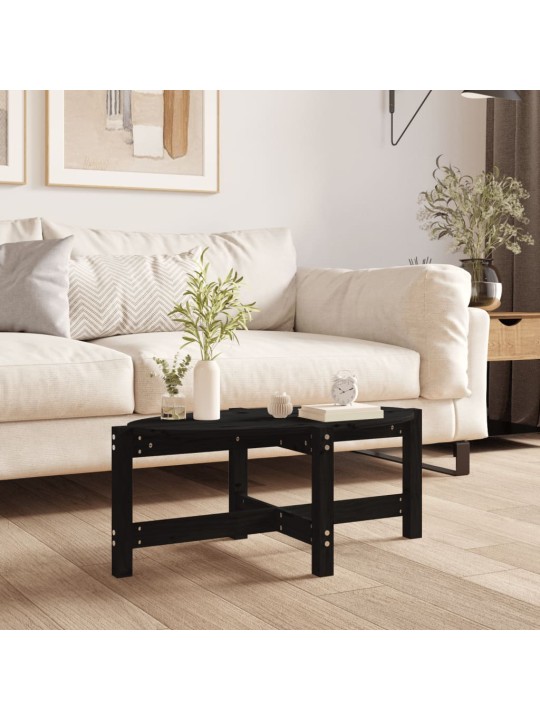 Konferenční stolek černý 87 x 48 x 35 cm masivní borové dřevo