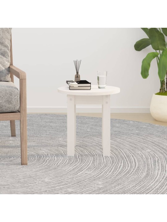 Konferenční stolek bílý Ø 35 x 35 cm masivní borové dřevo