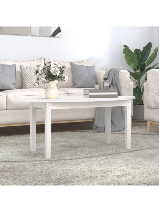 Konferenční stolek bílý 110 x 55 x 45 cm masivní borové dřevo