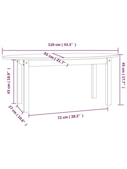 Konferenční stolek šedý 110 x 55 x 45 cm masivní borové dřevo