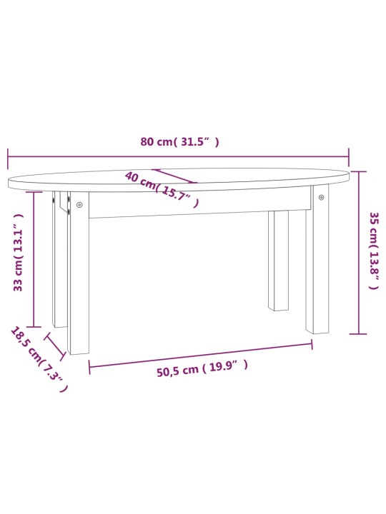 Konferenční stolek 80 x 40 x 35 cm masivní borové dřevo