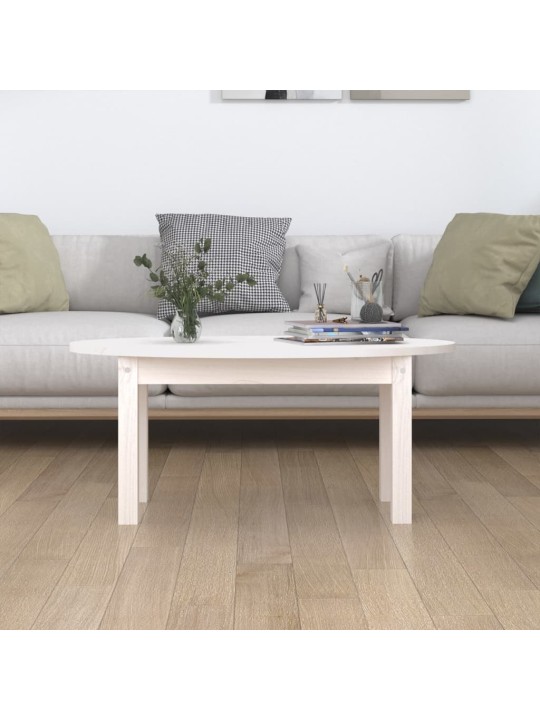 Konferenční stolek bílý 80 x 40 x 35 cm masivní borové dřevo