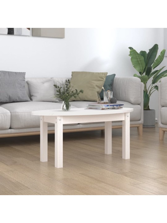 Konferenční stolek bílý 80 x 40 x 35 cm masivní borové dřevo