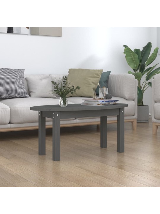 Konferenční stolek šedý 80 x 40 x 35 cm masivní borové dřevo