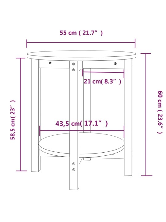 Konferenční stolek černý Ø 55 x 60 cm masivní borové dřevo