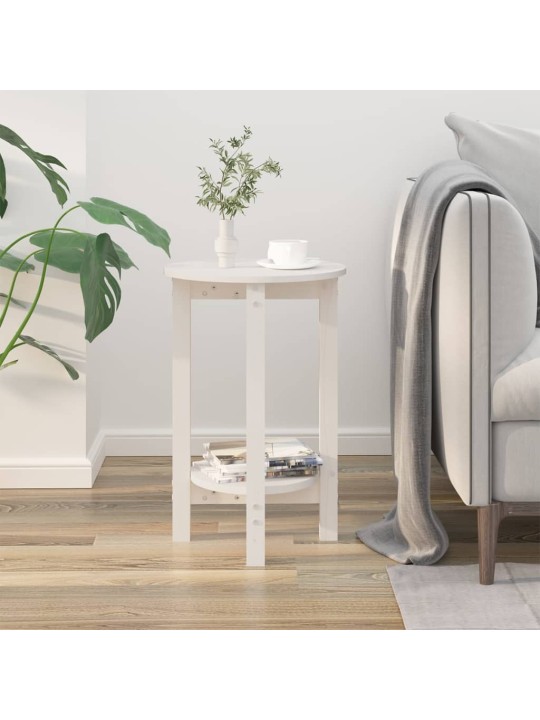 Konferenční stolek bílý Ø 40 x 60 cm masivní borové dřevo