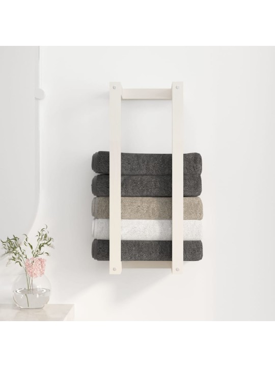 Věšák na ručníky bílý 23 x 18 x 60 cm masivní borové dřevo