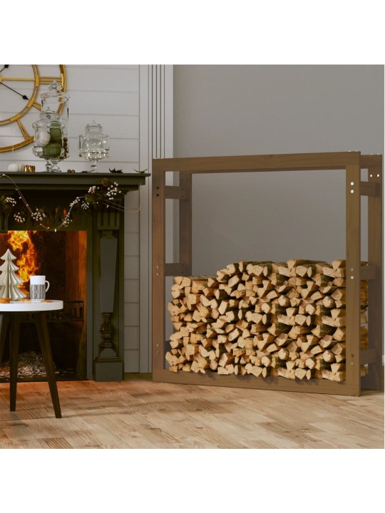 Stojan na dřevo medově hnědý 100x25x100 cm masivní borovice