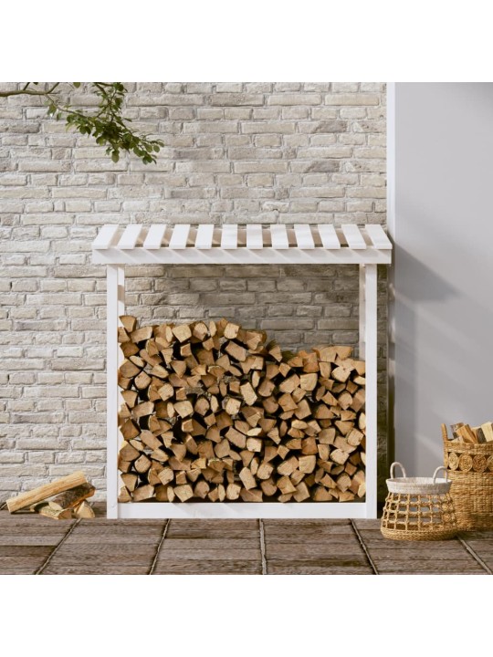 Stojan na dřevo bílý 108x64,5x110 cm masivní borovice
