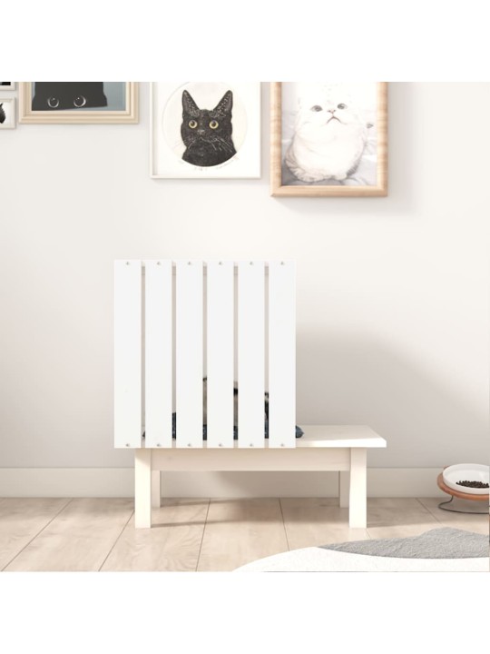 Domeček pro kočky bílá 60 x 36 x 60 cm masivní borové dřevo