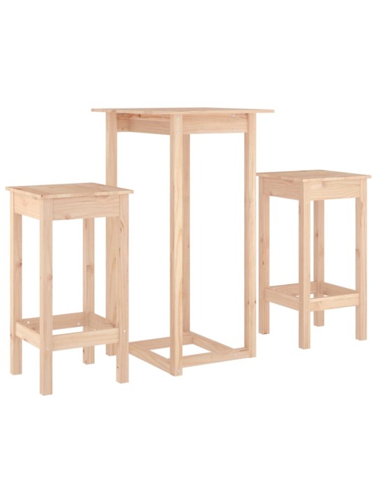 3dílný barový set masivní borové dřevo