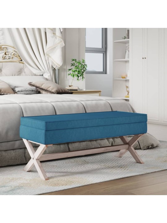 Stolička s úložným prostorem modrá 110x45x49 cm samet