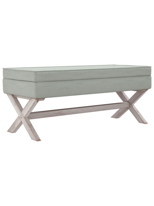 Stolička s úložným prostorem světle šedá 110x45x49 cm samet