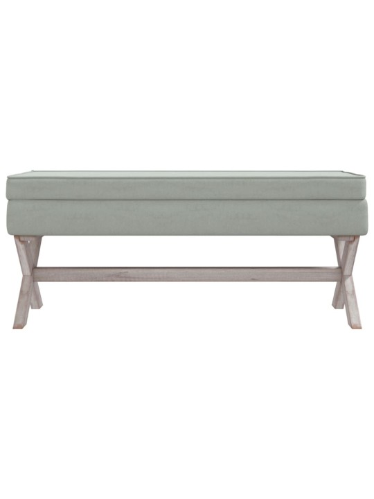 Stolička s úložným prostorem světle šedá 110x45x49 cm samet