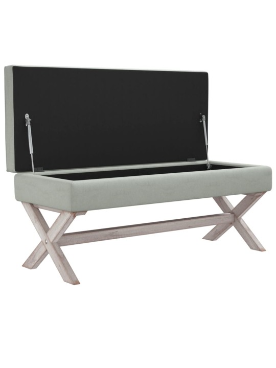 Stolička s úložným prostorem světle šedá 110x45x49 cm samet