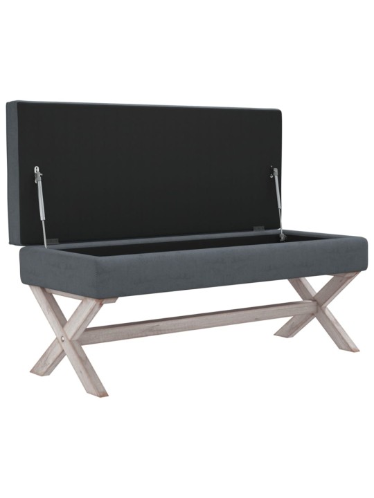 Stolička s úložným prostorem tmavě šedá 110x45x49 cm samet