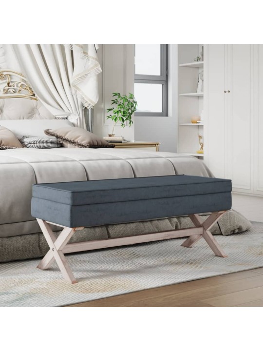 Stolička s úložným prostorem tmavě šedá 110x45x49 cm samet