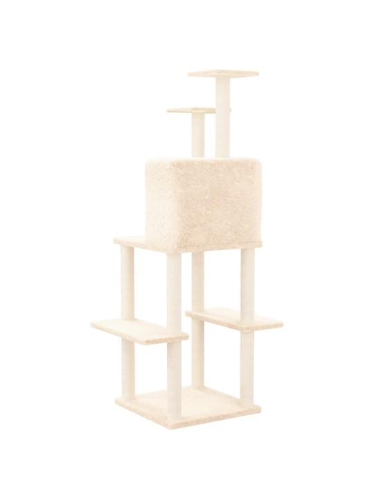 Škrabadlo pro kočky se sisalovými sloupky krémové 144,5 cm