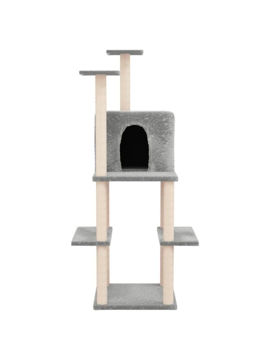 Škrabadlo pro kočky se sisalovými sloupky světle šedé 144,5 cm