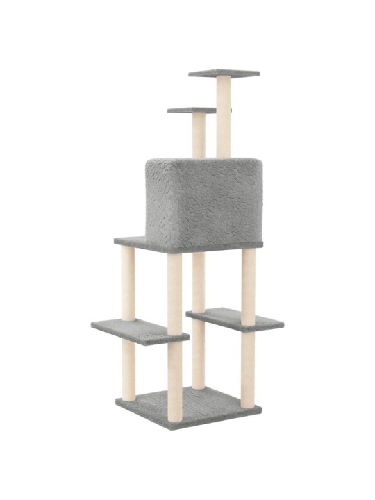 Škrabadlo pro kočky se sisalovými sloupky světle šedé 144,5 cm