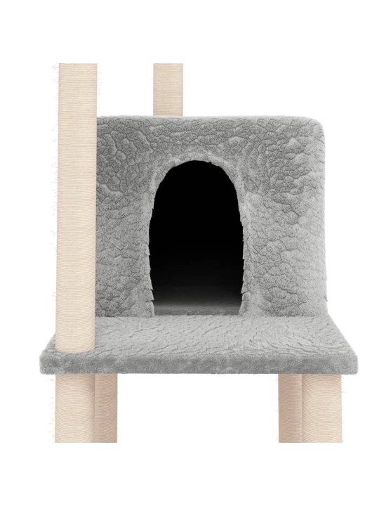 Škrabadlo pro kočky se sisalovými sloupky světle šedé 144,5 cm