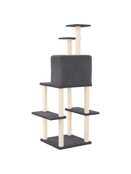 Škrabadlo pro kočky se sisalovými sloupky tmavě šedé 144,5 cm