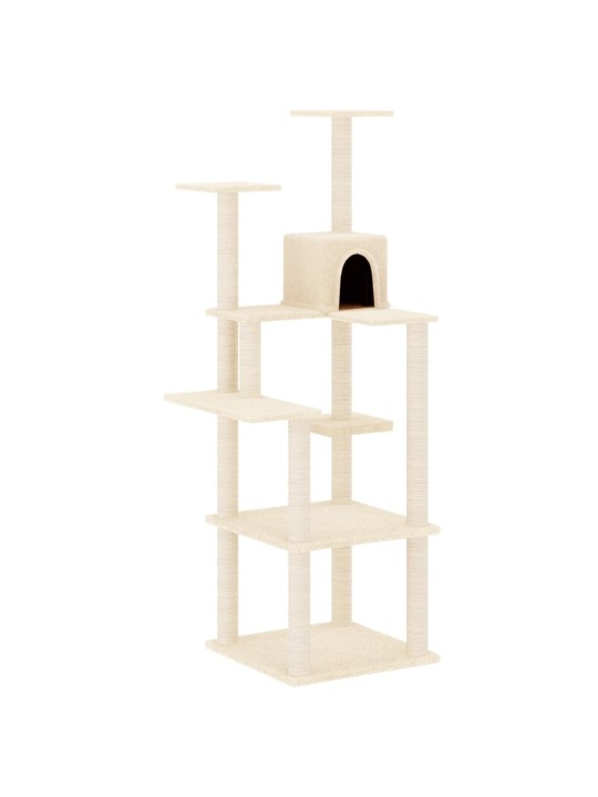 Škrabadlo pro kočky se sisalovými sloupky krémové 153 cm
