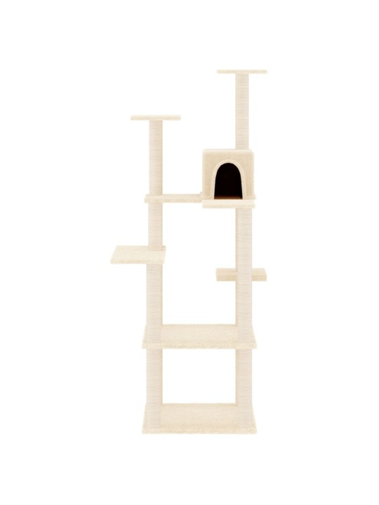 Škrabadlo pro kočky se sisalovými sloupky krémové 153 cm