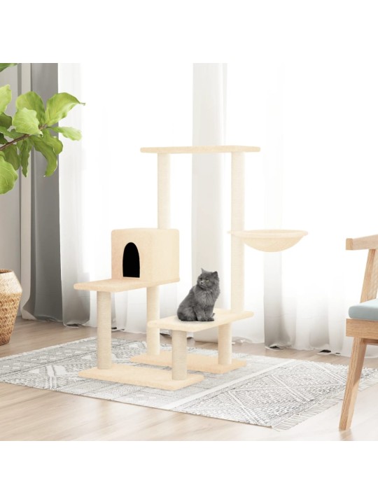 Škrabadlo pro kočky se sisalovými sloupky krémové 94,5 cm