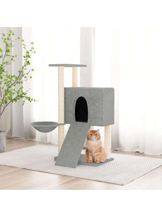 Škrabadlo pro kočky se sisalovými sloupky světle šedé 96 cm