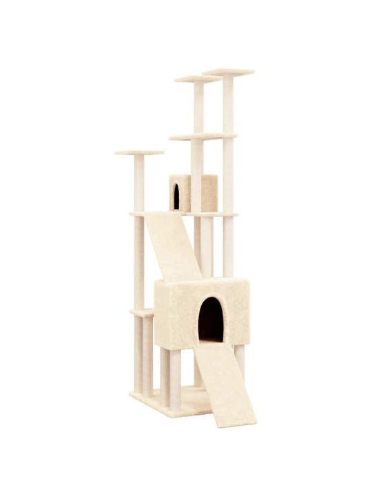 Škrabadlo pro kočky se sisalovými sloupky krémové 190 cm