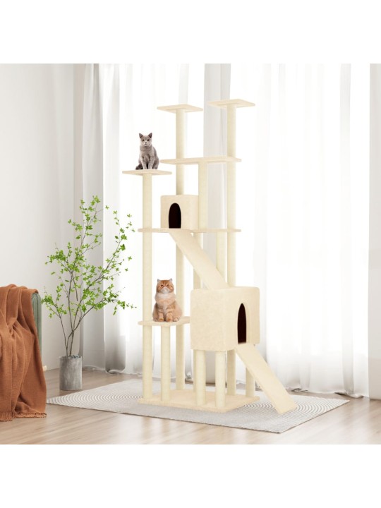 Škrabadlo pro kočky se sisalovými sloupky krémové 190 cm