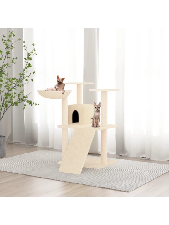 Škrabadlo pro kočky se sisalovými sloupky krémové 83 cm