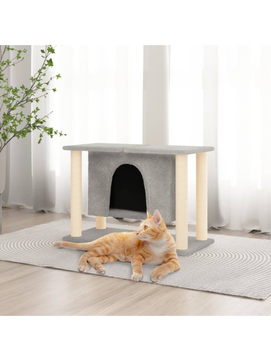 Škrabadlo pro kočky se sisalovými sloupky světle šedé 50 cm
