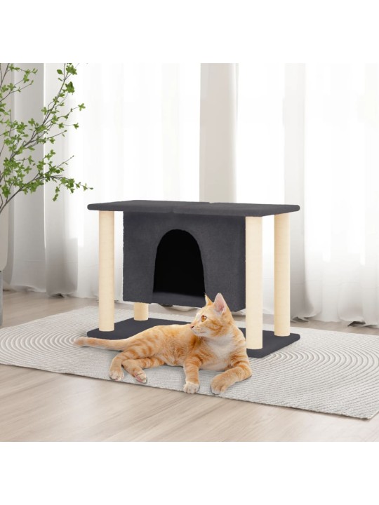 Škrabadlo pro kočky se sisalovými sloupky tmavě šedé 50 cm