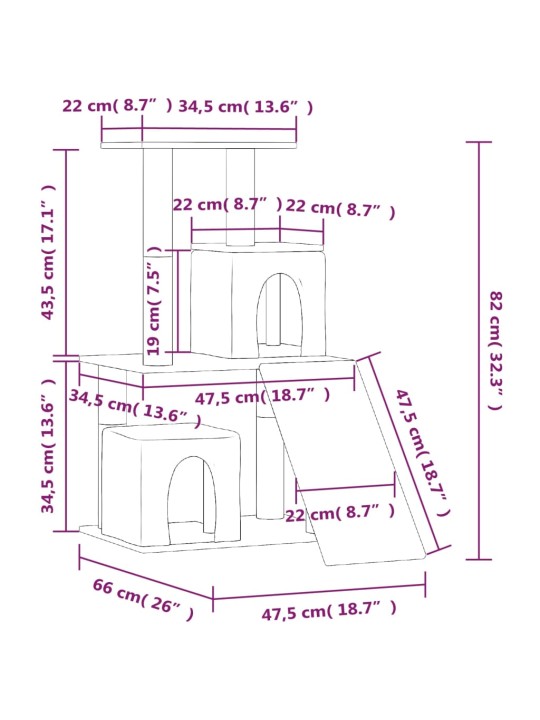 Škrabadlo pro kočky se sisalovými sloupky světle šedé 82 cm