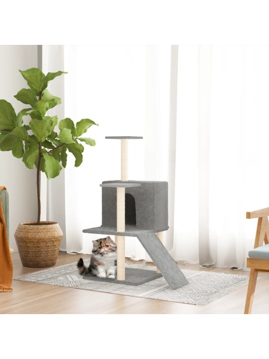 Škrabadlo pro kočky se sisalovými sloupky světle šedé 109 cm