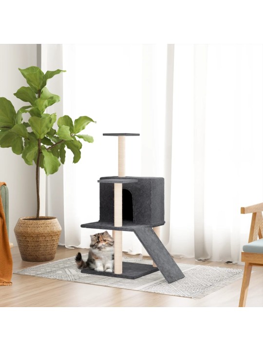 Škrabadlo pro kočky se sisalovými sloupky tmavě šedé 109 cm
