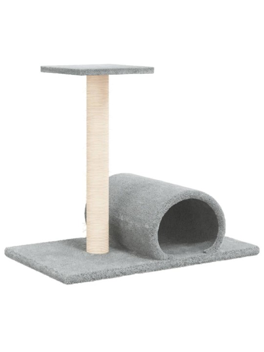 Škrabadlo pro kočky s tunelem světle šedé 60 x 34,5 x 50 cm