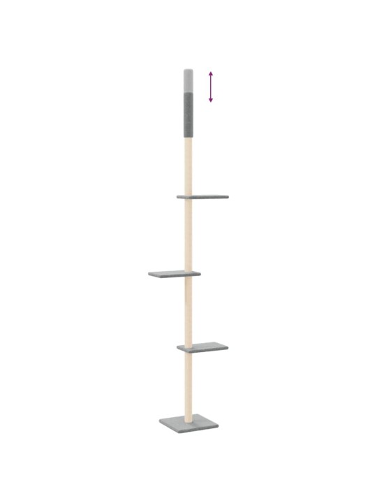 Kočičí strom ke stropu světle šedý 267,5–297,5 cm