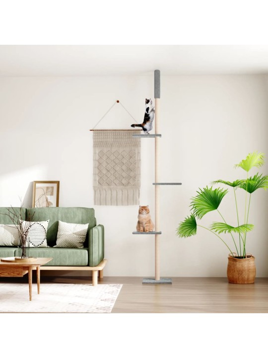 Kočičí strom ke stropu světle šedý 267,5–297,5 cm