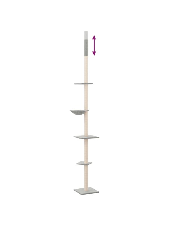 Kočičí strom ke stropu světle šedý 263,5–289,5 cm