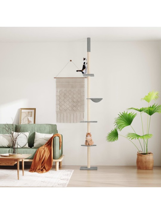 Kočičí strom ke stropu světle šedý 263,5–289,5 cm