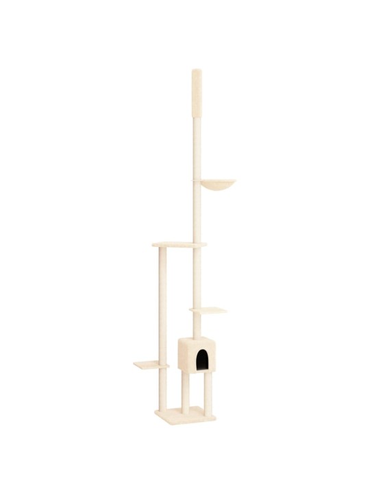 Kočičí strom ke stropu krémový 258,5–284,5 cm